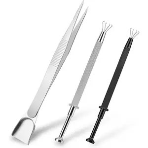 3Pcs Grabber Tool Holder Set Jeweler's Pick Up Sprinkle Pen Jewelry Tweezers 4 Claw Piercing Ball with Prongs Diamond Claw Precision Stainless Steel For Tiny Objects IC Chip Electronic Components