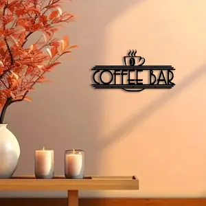 1pc Coffee Bar Metal Wall Art, Coffee Bar Statue Mural, Perfect for Coffee Corner, Breakfast Nook, Cafe Wall Decor, Barista Day Decor, Ideal Gift for Coffee Lovers