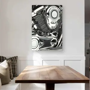 212 MAIN Industrial Contemporary Lightweight Aluminium Metal Print Wall Art, 24x36 in. Motorcycle Engine Decor - Artistic Decoration for Room, Thoughtful Home Decor Gift for Home Supplies