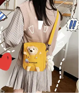 BOTD.SunnyHug Cute Trendy Playful Crossbody Toy Bag with Plush Bear Attachment