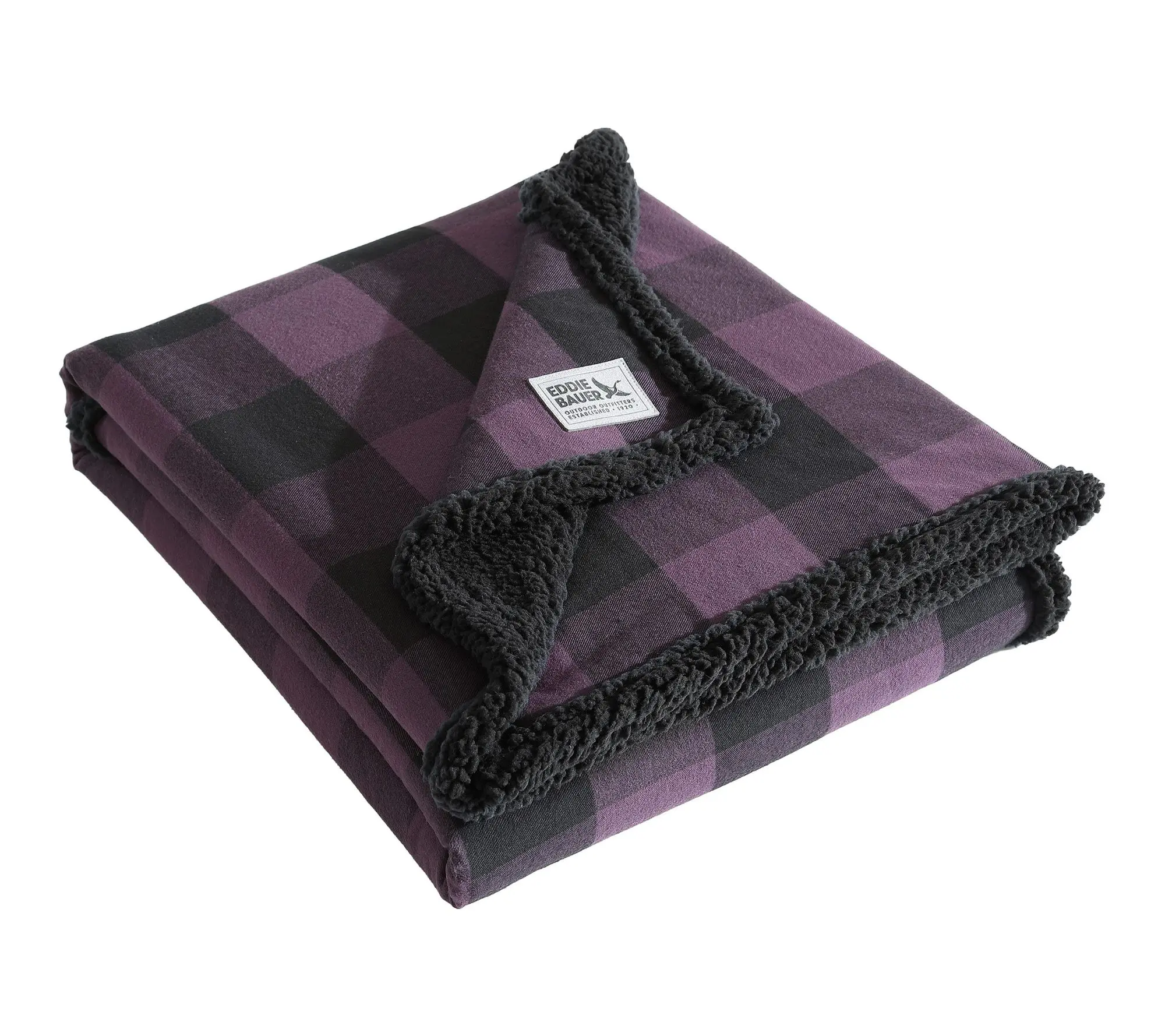 Eddie Bauer Cabin Plaid Plum Flannel  50"X60" Throw