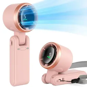 Foldable Mini Handheld Fan, 5-Speed Rechargeable Personal Fan with LED Battery Indicator for Travel Usb Portable Fan Portable Fan
