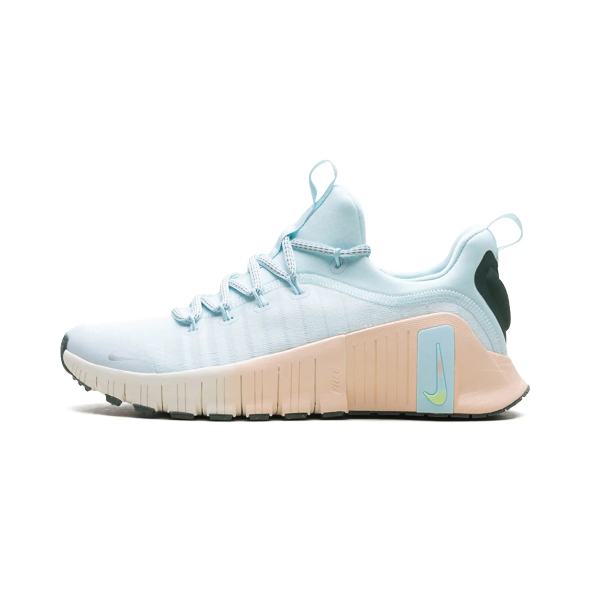 NIKE Free Metcon 6 Premium Women's Casual Trainer Shoe, Glacier Blue-Washed Coral-Vintage Green-Metallic Silver Sports Footwear, Style HV5228-474