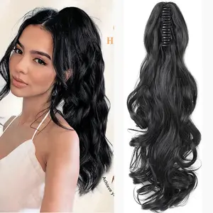 Body Wavy Synthetic Claw Clip Ponytail Hair Extension - Convenient Clip-on Wig, Instantly Adds Volume And Length Long Layered Pony Tails Hair Extensions Ponytail for Daily Use Curly