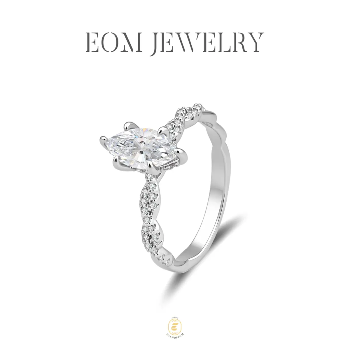 Moissanite 1ct Vintage Marquise Twisted Vine Ring Silver-Plated Jewelry Wedding Engagement Anniversary Valentine's Day Birthday Gift Daily Wear