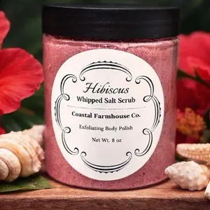 Coastal Farmhouse Co. Hibiscus Whipped Salt Scrub Exfoliating Body Polish 8 oz Net Weight