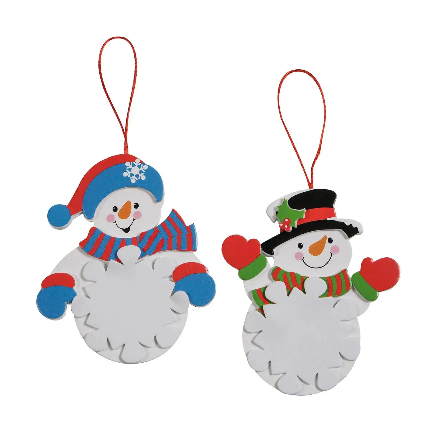 Fun Express 4" x 4 3/4" Snowman Snowflake Christmas Ornament Craft Kit - Makes 12