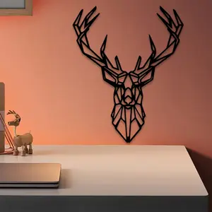 1pc Modern Deer Head Metal Wall Art, Modern Deer Head Statue Mural, Perfect for Living Room Wall, Office Wall, Bedroom Wall, Contemporary Decor, Ideal Gift for Designers, Powder-Coated Metal