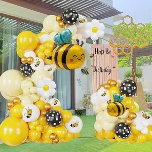 135Pcs Bee Balloon Garland Kit Yellow Black white Bee balloon for Bee Baby Showers, gender Reveals, Sunflower or Birthday Decors