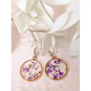 Beautiful Purple Flower Earrings