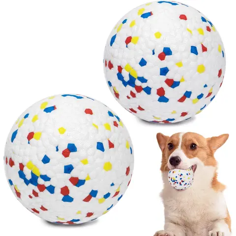 Kahu Elements Indestructi-Ball Durable Dog Ball 2-Pack, 3.15in 3D Surface E-TPU Shell Chew Toy for Aggressive Chewers, Bouncy Floating Interactive Play for Small-Large Dogs (Beach, Pool)