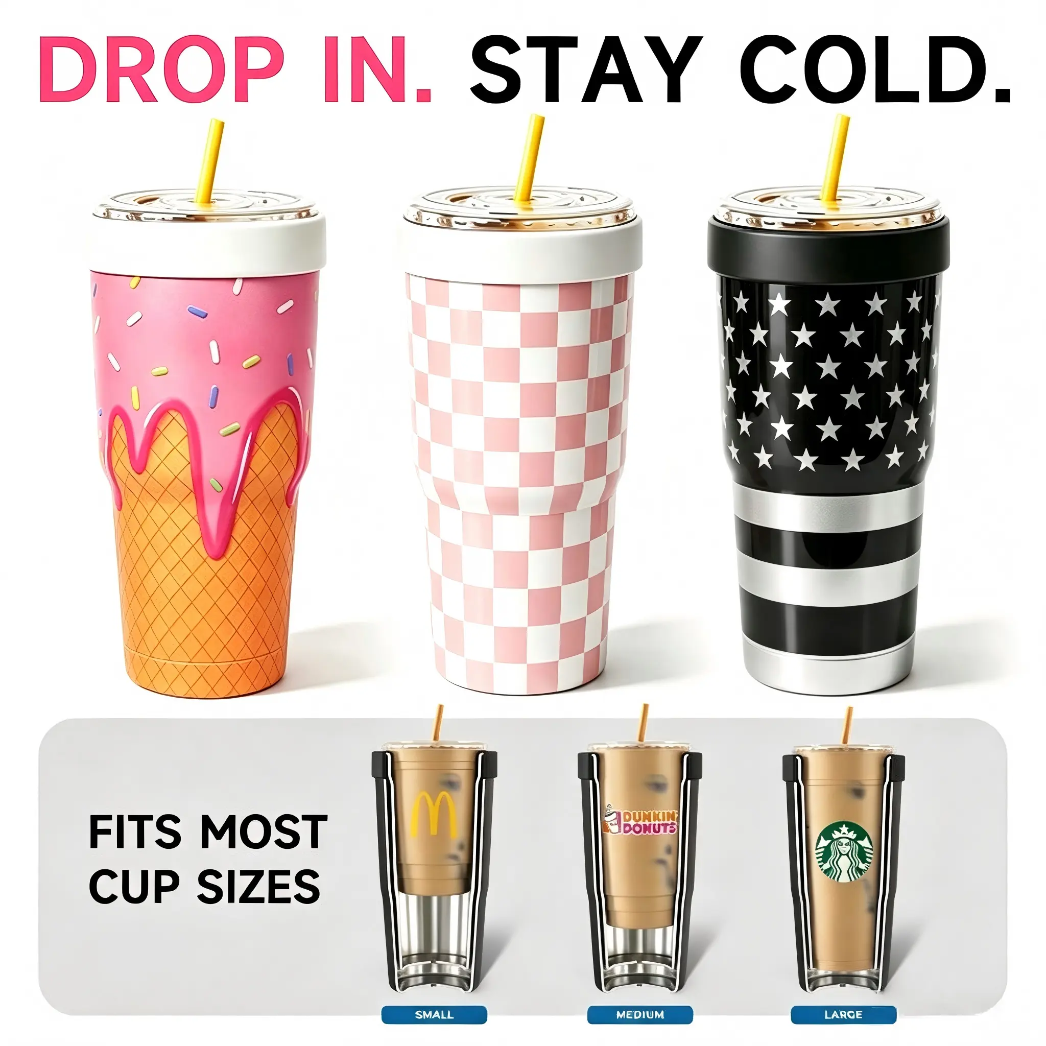 Stainless 32oz General Vacuum Insulated Drinkware - Cup Holder Compatible, Fits Most Sizes, Keeps To-Go Drinks Hot-Cold for 12+ Hours |Portable| Coffee