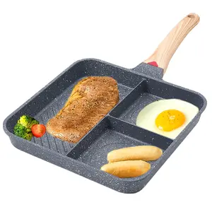 3 in 1 Non-stick Frying Pan, 1 Count Non-stick Square Frying Pan with Removable Handle, Kitchen Cookware for Egg, Burger, Steak