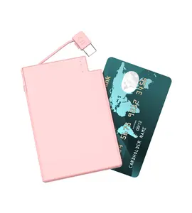 TNTOR Ultra Thin Power Bank with Built in USB-C Cable, Credit Card Size [Only 0.16 inch] for Pocket Wallet Portable Charger Compatible with iPhone 15 16 Series, Samsung and Android Phones etc (Pink) backup charger portable power other electronic Mini