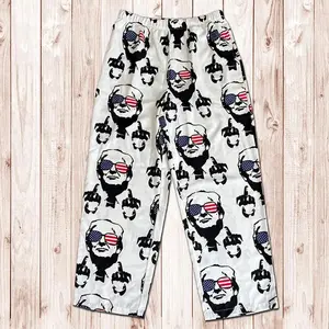 Funny Trump Political Pajama Pants Men Women Unisex American Flag Sunglasses All Over Print Lounge Pants Loose Fit Soft Breathable All Season Cozy Sleep Bottoms