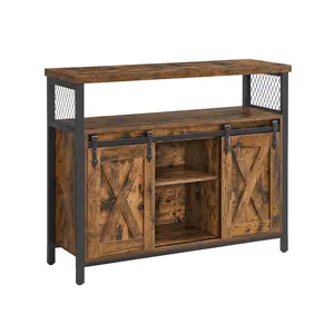 【Deals For You】VASAGLE Buffet Sideboard Storage Cabinet with Sliding Barn Doors & Adjustable Shelves, Versatile Coffee Bar Cabinet for Kitchen Dining Living Room Entryway Home Storage