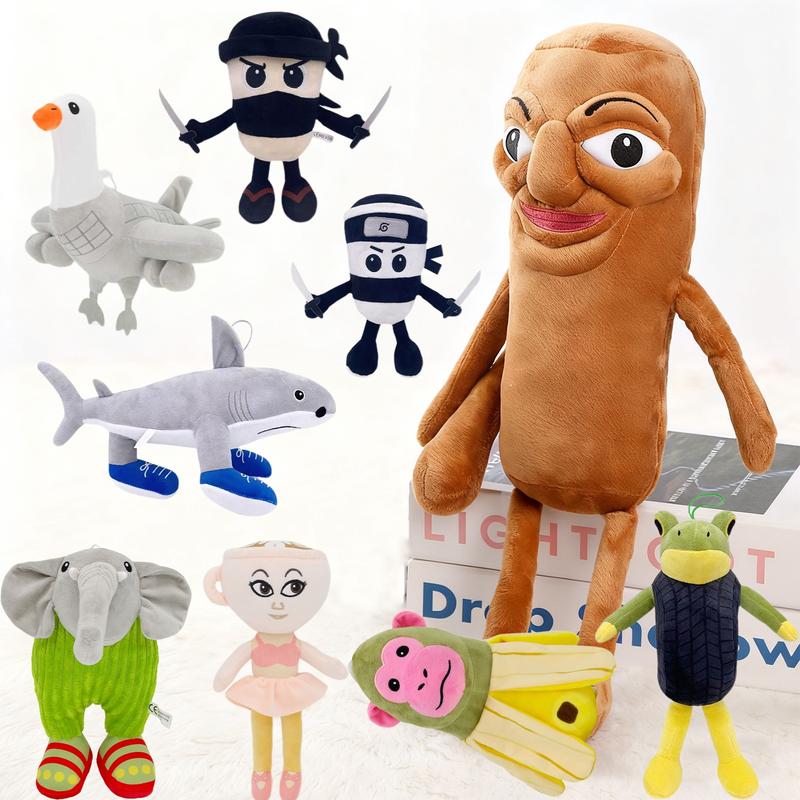 Large Size Plush Toys Italian Brainrot Inspired, Tung Tung Tung Sahur, Tralalero Tralala, Shimpanzinni Bananini, Lirili Larlla, Cappuccino Assassino Plush Soft Stuffed Meme Dolls for Collectors & Fans, Funny Birthday Gift Ideas, Huggable Stuffed Animal