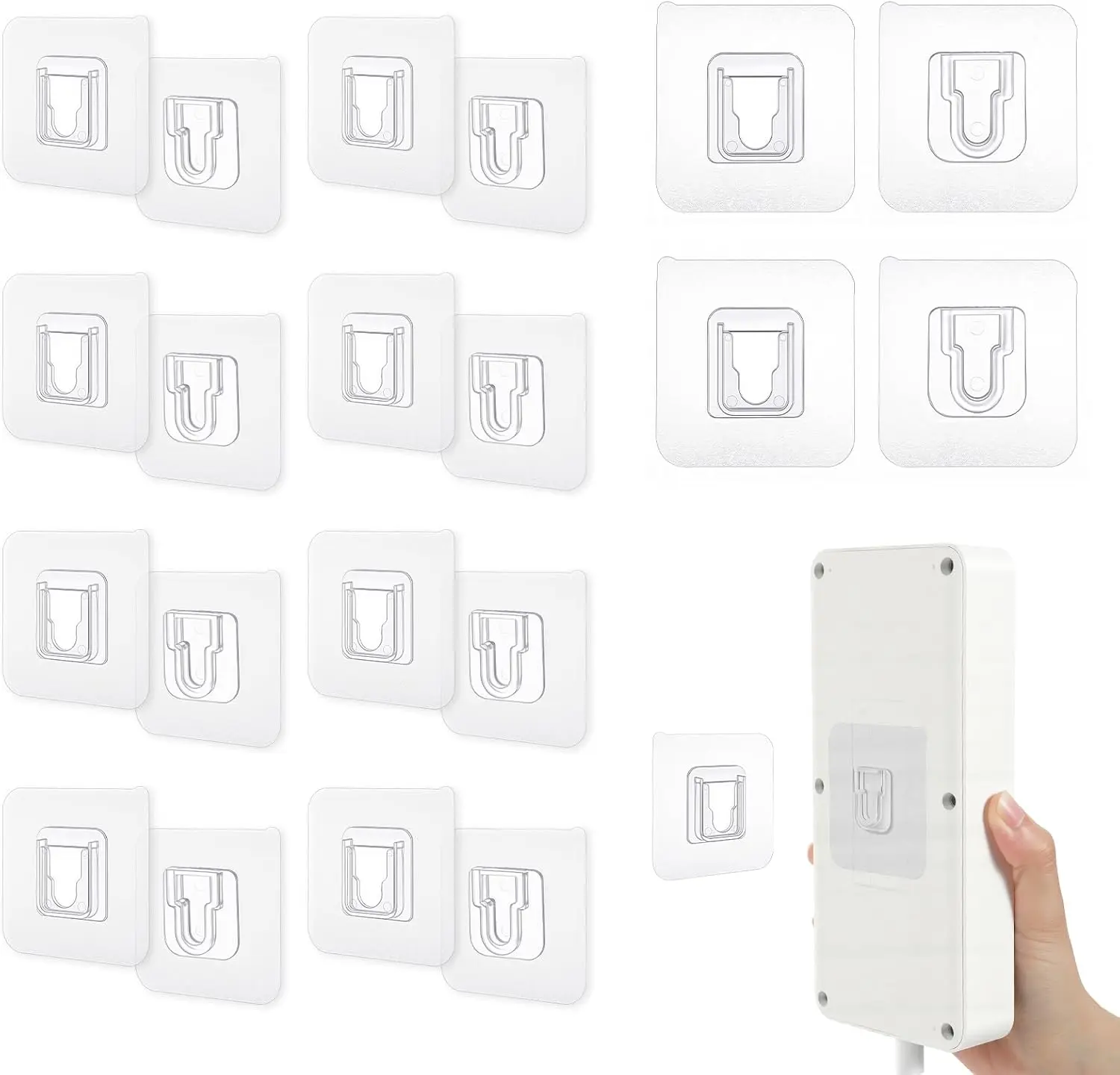 10 Pairs Self-Adhesive PVC Plastic Double-Sided Snap Fastener Slide Groove Wall Hooks (2.36x2.36 in, 11 lbs Capacity) - Tools & Hardware Adhesive Aid for Home & RV Users, Hanging Power Outlets, Picture Frames on Smooth Surfaces
