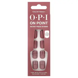 OPI On Point, Instant Press-On Mani, Short Length, Tickle My France-Y, 27 Piece Kit