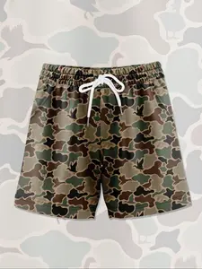 Men's Camo Random Print Drawstring Waist Shorts, Camouflage Shorts, Summer Casual Outdoor Hiking Swimming Shorts, Slim-Fitting Comfortable Wear