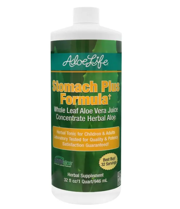 Aloe Life Stomach Plus Formula - Organic Edible Anti Bloat Digestive Nutritional Supplement, Fast-Acting Aloe Vera Concentrate, Gluten-Free, Supports Healthy Digestion (For Adults), Anti Bloat Digestive Nutritional Supplements