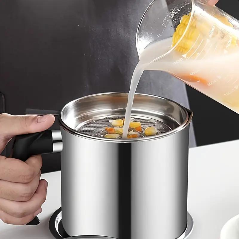 1400ml Stainless Steel Oil Dispenser w/Filter & Tray - Kitchen Fry Oil Storage Container