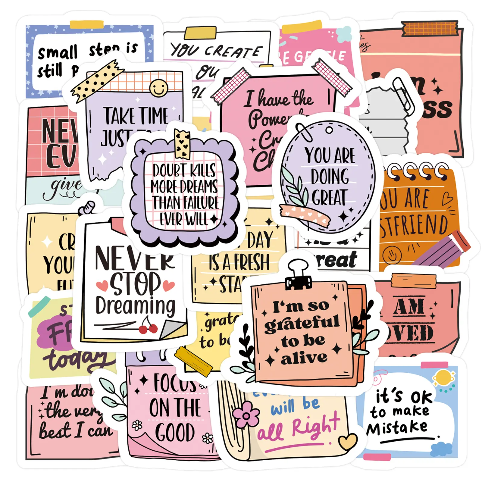 PRSTINCOL 100PCS Classical Inspirational Quote Sticky Labels - Positive Affirmations, Self-Care Messages for Journaling, Scrapbooking Set, Planning & Daily Motivation DIY Supplies