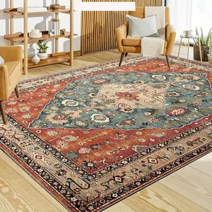 Vintage Bohemian Rug, 1 Count Non-slip Soft Stain Resistant Machine Washable Carpet, Decorative Carpet for Home Living Room Bedroom, Home Decor