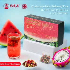 Watermelon Oolong Tea, 3 boxes (1 box, 50g, 5g*10 bags); Watermelon, Dragon Fruit, Apple, Strawberry real fruit beverage (3 boxes*10 bags, total 30 bags) Cold Brew Option Ice Shake Ready Cool Summer Drink