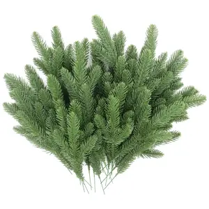 Christmas Greenery Artificial Pine Branches (50 Pcs, Green) - Pine Needles, DIY Cedar Picks & Sprays for Garland, Wreath Craft & Festive Home Decoration