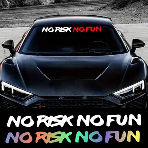 1PC No Risk, No Fun Car Windshield Sticker, Car Decorative Sticker, Truck Car Decal, Waterproof and Fun Vinyl Sticker, Suitable for Car Front and Rear Windshields, A-pillars, Sticker for Cars, Universal Scratch Cover Decoration, Car Stickers