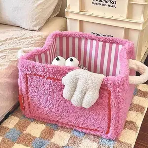 Large Capacity Storage Basket, Fabric Organizer Box for Snacks Books Toys Bedside Plush Toy Bin Pet Nest Cat Dog House, Bedroom Organizer