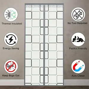 Magnetic Door Curtain, Magnetic Screen Door, Pet-Friendly Breathable Polyester Fabric, Easy Installation with Tape & Pin, No Tool Required, Multiple Widths & Heights Available, Insect Protection