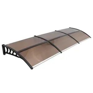 Household 300x100cm Door & Window Rain Cover Eaves, Brown Board & Black Holder Bulging Arch Sunshade Canopy, Lightweight Roofing Canopy with Sun Protection & Easy Setup,summervibes