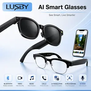 LUSBY Smart AI Camera Glasses with 8MP 1080p HD Photo Capture Auto Color-Changing Interchangeable Lenses for Men Women Travel Recording Voice Calls Language Translation,Black Friday & Cyber Monday, Wearable