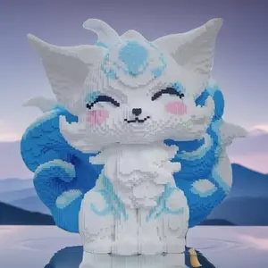 5635 pieces of Classic Nine-Tail Fox Building Blocks, Animal Series, Party Game, DIY 3D Puzzle, Living Room Desktop Decoration, Handmade, Creative Cartoon Assembly, Interlocking Toys, Suitable for Adults, Halloween, Christmas, Birthday Gifts, Building Set