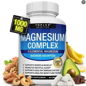 Toplux Magnesium Complex Supplement, 8EssentialMagnesium 1000mg Daily MineralNutritional Supplement forAdult Daily DietarySupport Vitamin Edible Bathroom-2TpDaily Nutrition - Magnesium 8 Elemental Complex