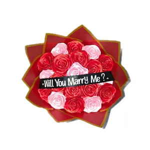 Will You Marry Me? Eternal Roses Bouquet Handmade Petal by Petal Romantic Proposal Gift