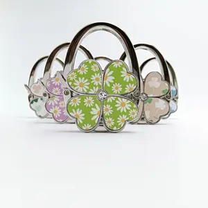 Foldable Handbag Hanger Clover Design Portable Desk Wallet Rack Travel Friendly Lightweight Organiser for Easy Storage Hangable