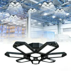 Foldable Garage Light, Deformable High-Brightness Shop Ceiling Bulb, E26/E27 Base, 6500K Color Temperature, 7+1 Panel Foldable Work Light, Suitable for Warehouse, Barn and Garage, Ultra-Bright Lighting, Easy Installation
