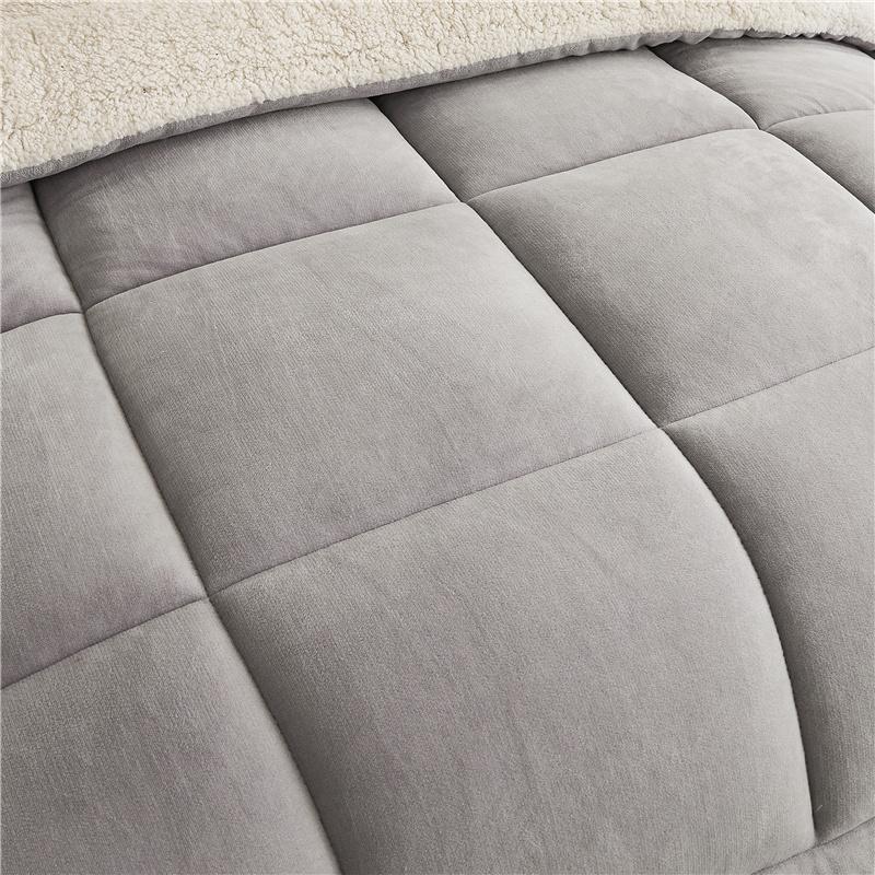 TORAX King Comforter Micromink Sherpa - Ultra Soft Warm All Season, Solid Sapphire Blue & Elegant Gray