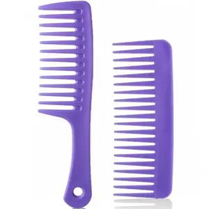 2 Pack Wide-Tooth Detangling Combs for Women, Dry and Wet Use, Anti-Static Professional Hair Brushes for Thick Curly Hair, Salon and Home Use