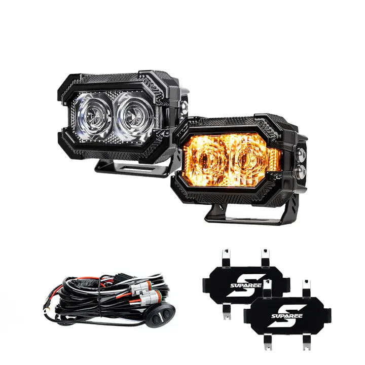 SUPAREE Recon 2 3-Inch LED Pod Lights with Black Covers,80W 7956LM Spot Beam&Amber DRL Combo Ditch Light,137°Wide Range IP68/IP69K Waterproof Cube LED Offroad Light for Offroad Truck ATV UTV Car Boat