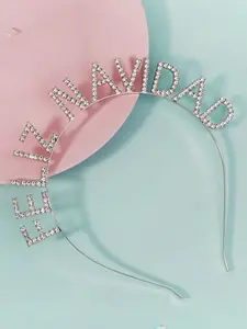 Christmas Headband with Rhinestones Letter Design, Alloy Material, Fashion Party Accessory, Holiday Gift Idea, Festive Decoration