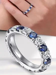 1 PC Fashion Blue Cubic Zirconia Ring For Women For Wedding Engagement Party Jewelry Valentine's Day Gift Bridal Rings Wedding Promise Rings
