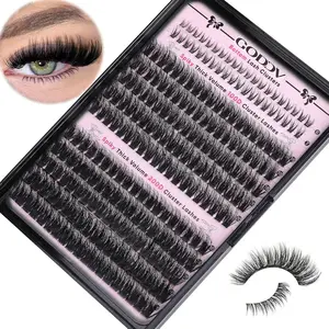 240 Pcs Fluffy False Eyelash Set, Waterproof DIY Lash Extension Kit, Wispy Volume D Curl, Mixed Length, 0.05mm Thickness, Single Lash Bundle