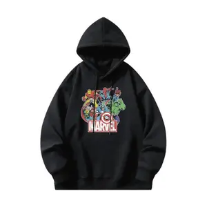 Marvel Avengers 280g Hoodie in Polyester Blend Black Sweatshirt with Colorful Character Print