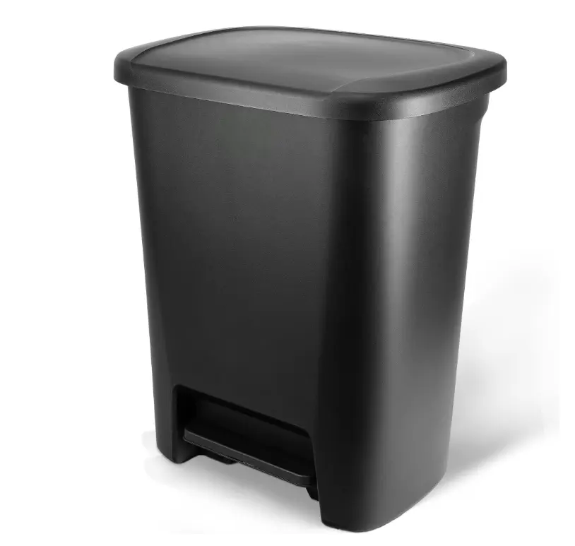 20.4 Gal Extra Large Black Plastic Step-On Kitchen Trash Can, Large-Capacity Household Waste Bin