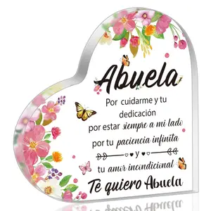 Acrylic Gift Grandma - Granddaughter Grandson Heart Shaped Acrylic Plaque, Birthday Christmas Thanksgiving Sign, Spanish Style, Home Decor