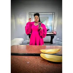 Fancy Fuchsia  Bell Sleeve Plus Size  Midi Dress